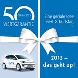 Wertgarantie feiert Geburtstag. Jeden Monat können die FH-Partner einen VW gewinnen. 