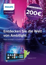 Ab sofort (und noch bis 5. Jänner 2015) gibt es in Österreich eine Cashback-Aktion und ein Online-Gewinnspiel rund um Philips Ambilight TVs. (Im Bild: Der Aufsteller für den POS)