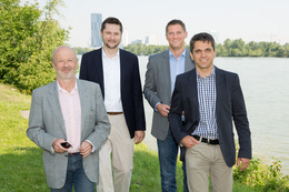 Die Investoren (vlnr): Hansi Hansmann, Damian Izdebski, Stefan Kalteis, Michael Altrichter (©techbold)