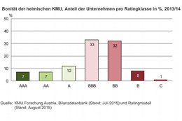 Anteil der österreichischen KMU an den Bonitätsklassen in Prozent.