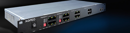 Die ES 628 IT für den Einbau im Server-Schrank verfügt über zwei Digitalports, vier Analog-Anschlüsse, vier UP0-Anschlüsse und eine LAN-Schnittstelle.