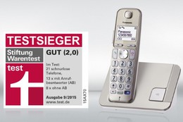 Das Großtastentelefon KX-TGE210/220 erreichte im aktuellen StiWa DECT-Telefon-Test mit der Note „Gut” den Sieg. 