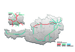 Die Mobilfunkversorgung entlang der Bahnstrecken soll in drei Phasen ausgebaut werden. (Grafik: ÖBB Klein)