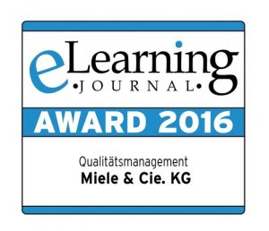 Das Miele eLearning-Portal wurde heuer bereits zum dritten Mal ausgezeichnet. Insbesondere auf Grund der hohen pädagogischen, inhaltlichen und gestalterischen Qualität.