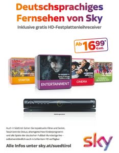 Eineinhalb Monate lang wird die Marketingkampagne von Sky Österreich in Südtirol laufen. (©Sky)
