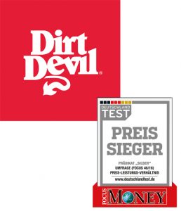 Dirt Devil – eine starke Marke mit gutem Preis-Leistungsverhältnis. Ausgezeichnet im Deutschland Test von Focus-Money mit dem Preissieger in Silber.
