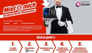 Miet-Wochen bei Media Markt Deutschland: Der Elektroriese bietet seinen deutschen Onlinekunden nun auch Geräte zur Miete an. (Bild: Screenshot Media Markt.de)