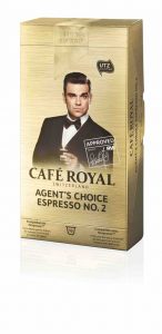 Das Nespresso-kompatible Kapselsystem Café Royal präsentiert die neue Sorte „Agent’s Choice Espresso No. 2“. Erstmals wurde nun auch die Kapsel veredelt und zwar mit der Unterschrift von Robbie Williams. Die Einführung wird von einem Gewinnspiel begleitet. 
