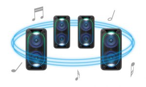 Zwei gleiche Lautsprecher, egal ob zweimal XB60 oder zweimal XB90, lassen sich für Stereo-Sound koppeln. Maximal zehn Lautsprecher aus dem 2017er Line-up lassen sich problemlos miteinander zur „Party-Chain” verbinden. 
