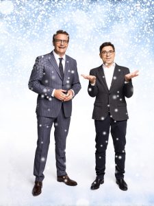 Robert F. Hartlauer und Meteorolge Andreas Jäger hoffen gemeinsam in TV- und Hörfunkspots auf Schnee.