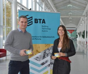Markus Reingrabner, projektverantwortlicher Category Manager von Reed Exhibitions, und Tina Kirchweger, Raumstory Salzburg, haben heute das neue B2B-Messekonzept der Building Technology Austria präsentiert. 