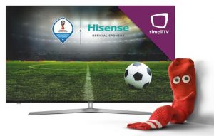 Bis zum Finale der Fußball-WM am 15. Juli wird nun wöchentlich ein WM-Fernseher von Hisense samt simpliTV-Empfangsmodul verlost.