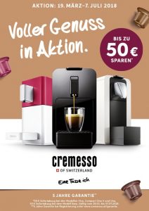 Auch in diesem Jahr bietet die Schweizer Marke Cremesso seinen Kunden wieder einen besonderen Preisvorteil an. 