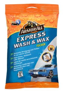 Die „All Express Wash & Wax-Tücher“ im Xl-Format, die Schmutz sowie Dreck sanft lösen und eine saubere, glänzende Oberfläche hinterlassen.