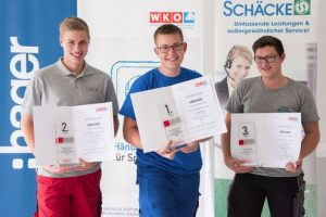 Die drei Besten des Landeslehrlingswettbewerbs 2018: Philipp Seifriedsberger, Julian Steininger und Matthias Leitsberger. (©Fotografie Rudolf Laresser)