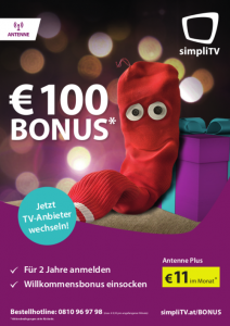 Es weihnachtet bei simpliTV: Neukunden erhalten einen Willkommensbonus von 100 Euro und auch Bestandskunden können von ihrer Treue profitieren (©simpliTV/ORS).
