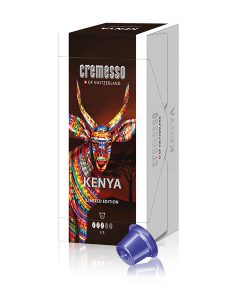Die neue Limited Edition von Cremesso heißt „Kenya“. Sie bestehen zu 100% aus hochwertigen Arabica-Bohnen und das Aroma wird mit schokoladigen sowie beerigen 
Noten beschrieben.