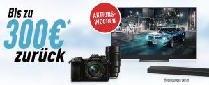 Panasonic startet mit einer Cashback-Aktion ins Weihnachtsgeschäft: Beim Kauf von Fernsehern, Soundbars und LUMIX Kameras erhalten Kunden bis zu 300 Euro zurück.