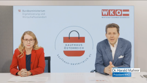 Bundesministerin Margarete Schramböck und WKÖ-Präsident Harald Mahrer haben heute, Montag, die Plattform Kaufhaus Österreich offiziell den heimischen Medien vorgestellt.