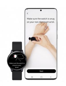 Danke der Samsung Health Monitor App können die Samsung Smartwatches Galaxy Watch3 und Galaxy Watch Active2 in Zukunft auch Blutdruck messen und verfügen über eine EKG-Funktion.