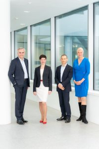 Der BSH-Vorstand um Clara Kriwet (r.) mit CMO  Matthias Ginthum (l.), COO Silke Maurer und CFO Gerhard Dambach.