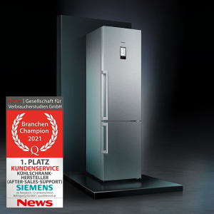 Das Branchen-Champion-Siegel erhielt Siemens dieses Jahr in der Kategorie Kühlschränke,