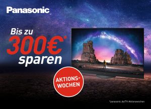 Kunden erhalten beim Kauf eines der Panasonic Fernseher im Aktionszeitraum 25. Oktober bis 5. Dezember 2021 bis zu 300 Euro zurück.