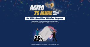 Anslässlich des 75. Firmengeburtstages hat AGFEO eine Jubiläumsaktion aufgelegt.