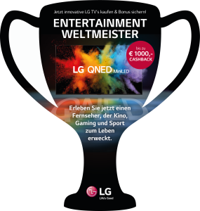 Bei der neuen Kampagne präsentiert sich LG als „Entertainment-Weltmeister”.