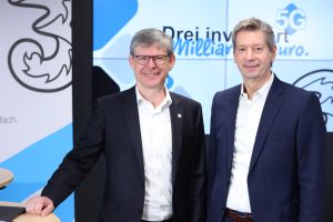 CEO Rudolf Schrefl und CTO Matthias Baldermann kündigten im Rahmen der Jahres-Pressekonferenz eine 5G-Offensive von Drei an.